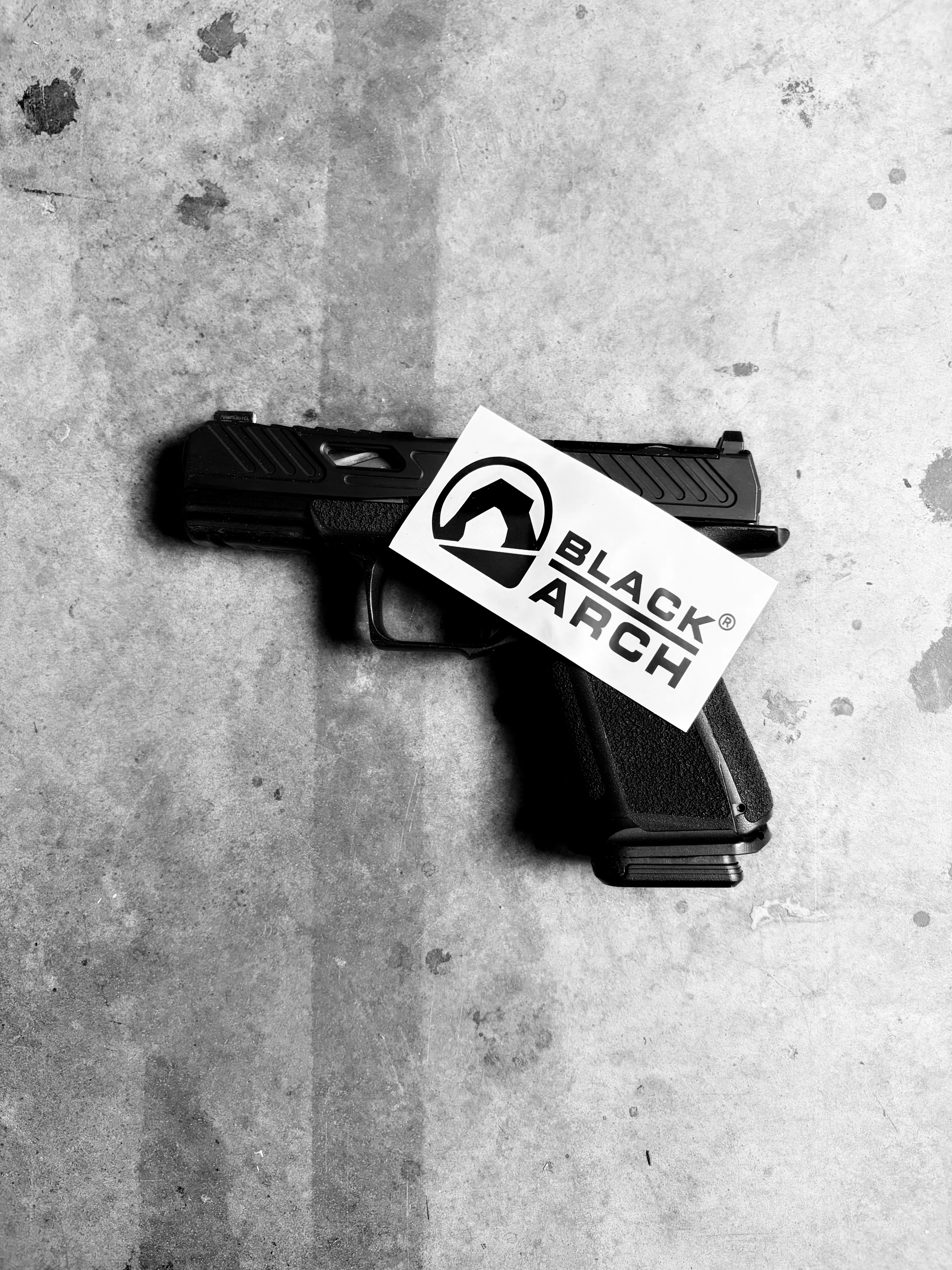 Black Arch Logo Sticker - Image 3